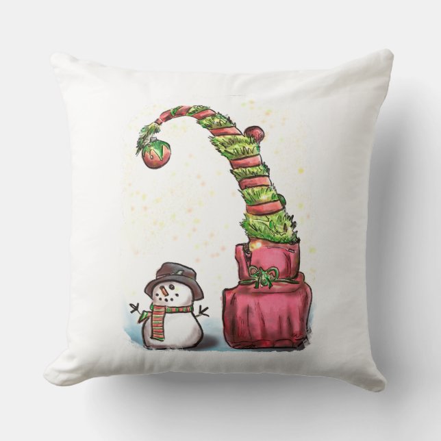 Cojín Decorativo Navidades Snowman con ornamento (Anverso)