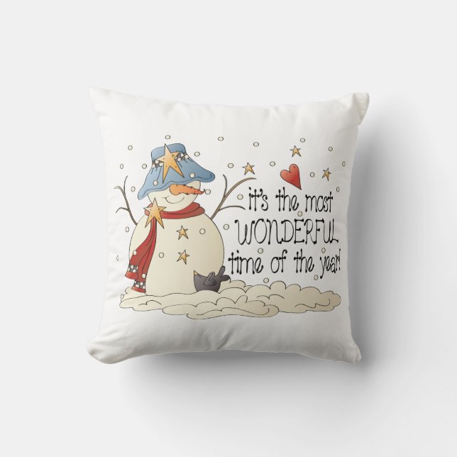 Cojín Decorativo Navidades snowman Country Holiday pillow (Anverso)