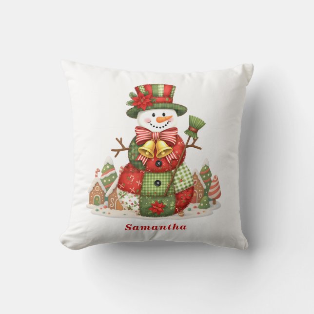 Cojín Decorativo Navidades Snowman de Patchwork (Anverso)