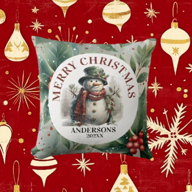 Cojín Decorativo Navidades Snowman desean (Spread warmth and joy this holiday season with Brett's Snowman Christmas Wishes Throw Pillow. )
