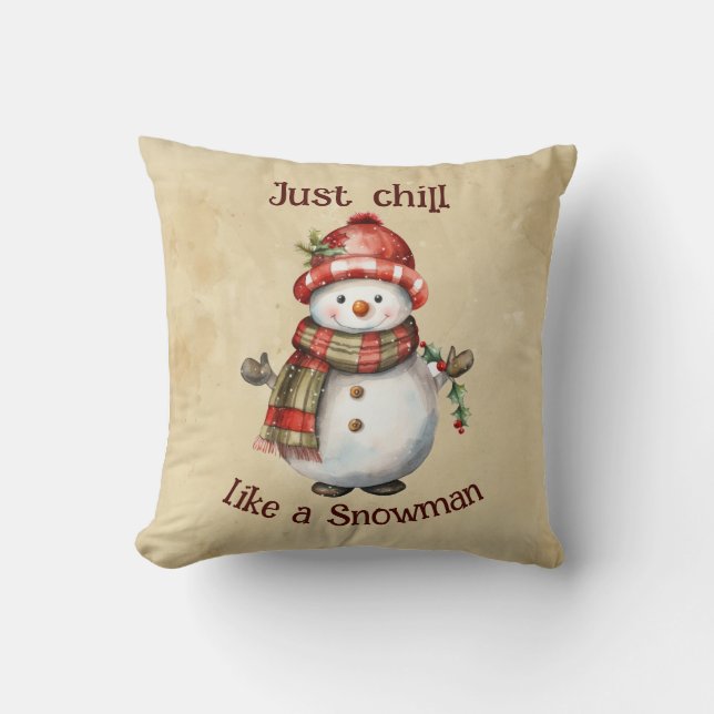 Cojín Decorativo Navidades Snowman solo gritan una acuarela diverti (Anverso)