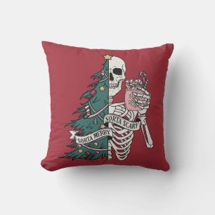 Cojín Decorativo Navidades Sorta Scary Sorta Merry Funny Skeleton