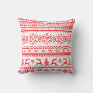 Cojín Decorativo Navidades suéter rojo liso monograma de patrón