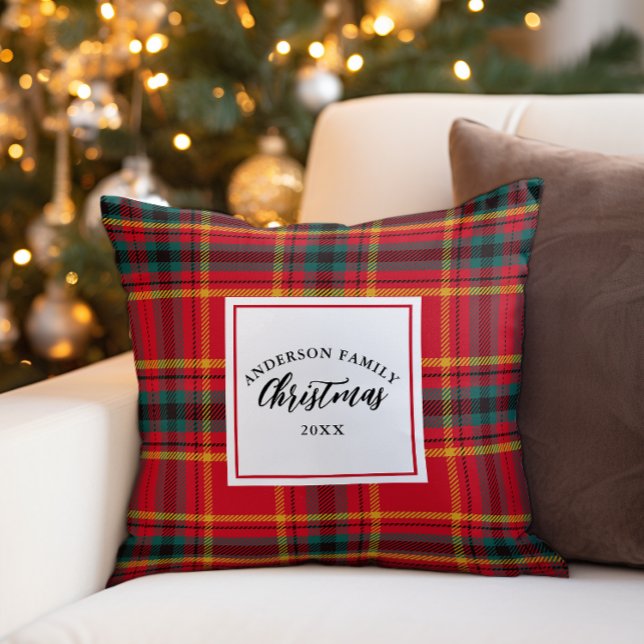 Cojín Decorativo Navidades Tartan Plaid Family Name Year (Subido por el creador)
