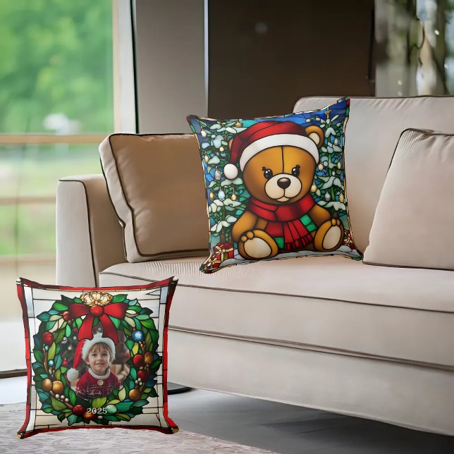 Cojín Decorativo Navidades Teddy Bear Faux Sained Glass (Subido por el creador)