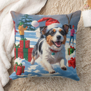 Cojín Decorativo Navidades Terrier Australianos celebran escena de 
