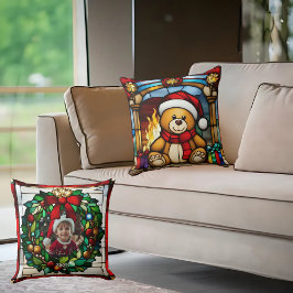 Cojín Decorativo Navidades Toy Bear Faux Stained Glass