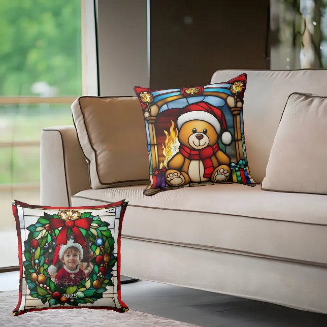 Cojín Decorativo Navidades Toy Bear Faux Stained Glass (Subido por el creador)