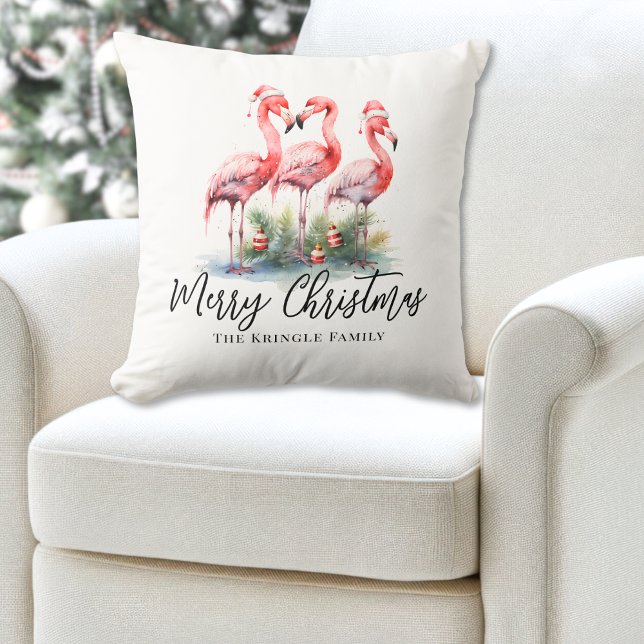 Cojín Decorativo Navidades tropicales de playa personalizados (Personalized Tropical Beach Christmas Throw Pillow)