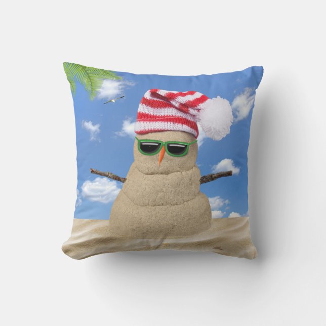 Cojín Decorativo Navidades tropicales Sand Snowman (Anverso)