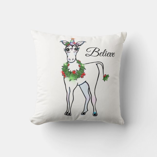 Cojín Decorativo Navidades Unicorn, sólo creo (Anverso)