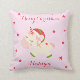 Cojín Decorativo Navidades unicornios festejan rosa personalizado