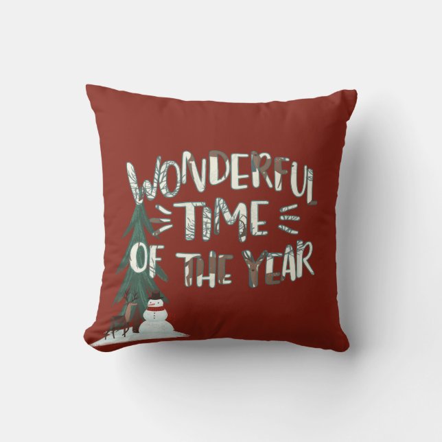 Cojín Decorativo Navidades venado y hombre de nieve (Anverso)