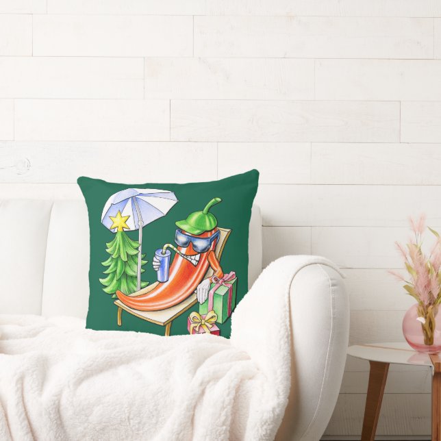 Cojín Decorativo Navidades verdes oscuros cuadrados Chili Sunbathin (Sofá)