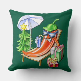 Cojín Decorativo Navidades verdes oscuros cuadrados Chili Sunbathin