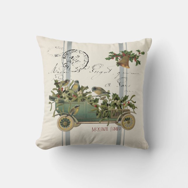 Cojín Decorativo Navidades victorianos de Francia añoran vacaciones (Anverso)