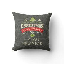Navidades Vintage Deer Word Burlap| gris