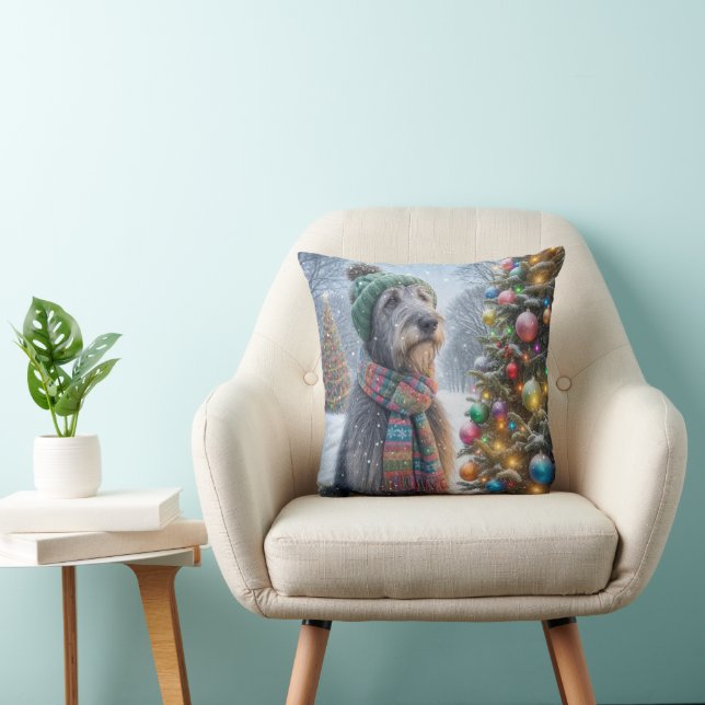 Cojín Decorativo Navidades Wolfhound Irlandés Con Árbol (Silla)