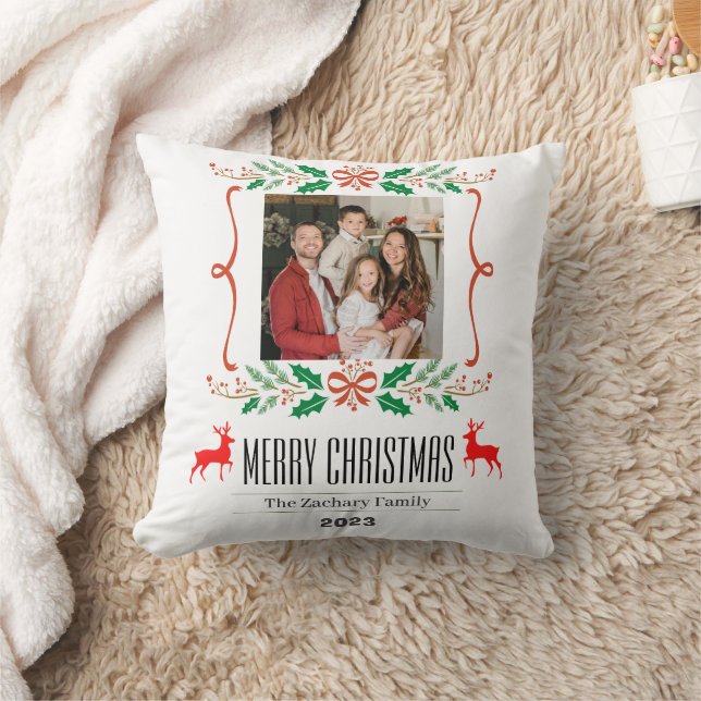 Cojín Decorativo Navidades Wreath días festivos Script Family Photo (Manta)