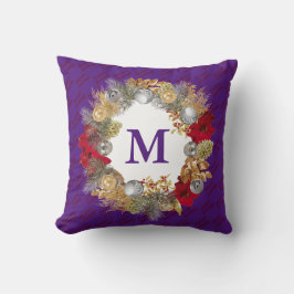 Cojín Decorativo Navidades Wreath MONOGRAM Purple