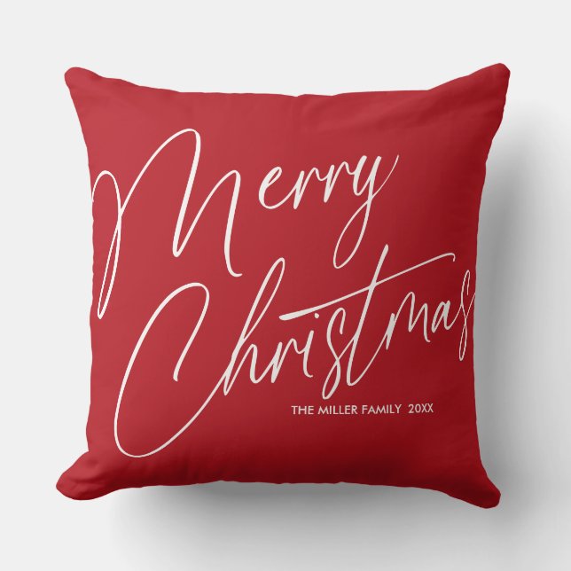 Cojín decorativo navideño de Feliz Personalizado (Anverso)