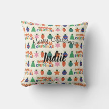 Cojín decorativo navideño de Feliz Personalizado