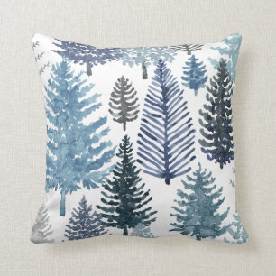 Cojín decorativo navideño de pinos de invierno g