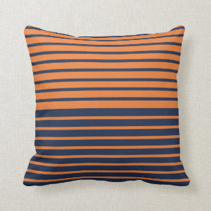 Cojín Decorativo Navy Azul Naranja Rayado de Moda