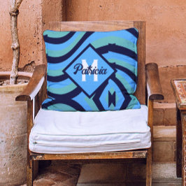 Cojín Decorativo Navy azul y psicodélica Verde azulada