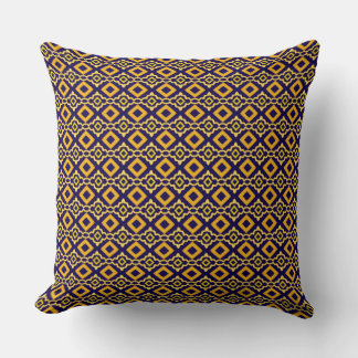 Cojín Decorativo Navy Blue and Gold Diamond Pattern