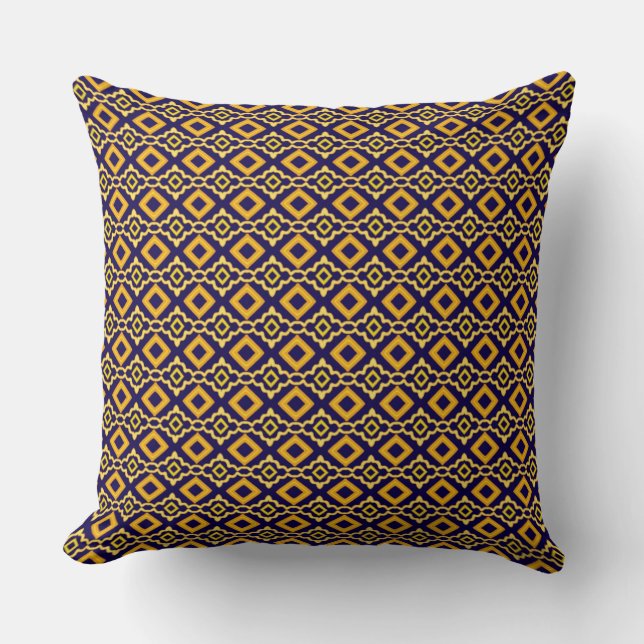 Cojín Decorativo Navy Blue and Gold Diamond Pattern (Anverso)