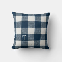 Navy Blue Gingham Plaid Monogrammed
