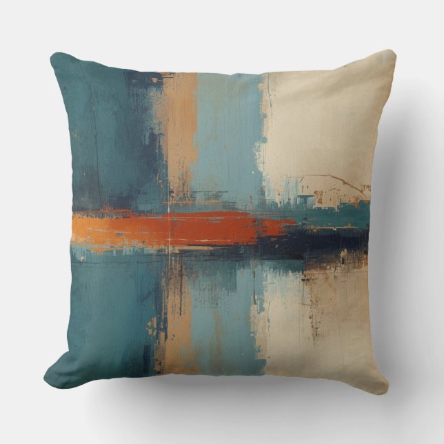 Cojín Decorativo Navy Blue Teal Red Modern Rustic Abstract Design (Anverso)