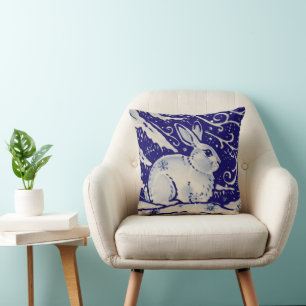 Cojín Decorativo Navy Blue Winter Snow Rabbit Delft
