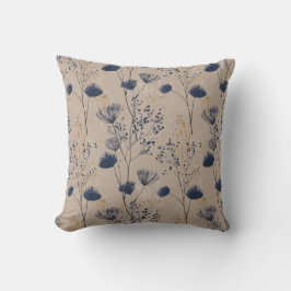 Cojín Decorativo Navy Botanical Wildflower Throw Pillow