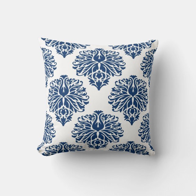 Cojín Decorativo Navy Elegant Damask (Anverso)