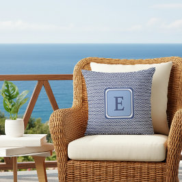 Cojín Decorativo Navy Geometric Chevron Monogram Design