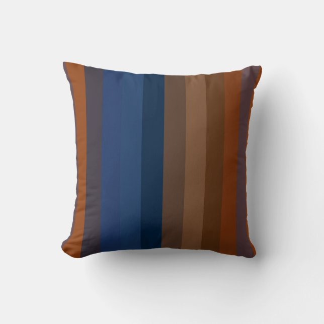 Cojín Decorativo Navy & Rust Vertical Stripes (Anverso)