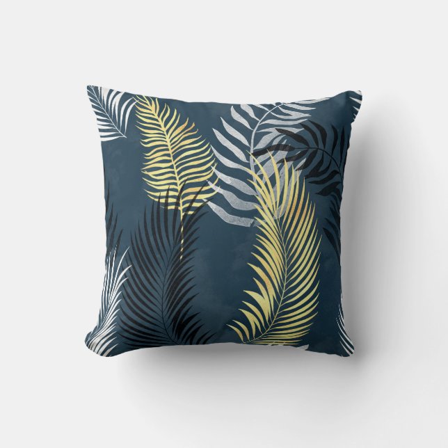 COJÍN DECORATIVO NAVY VERDE AZULADA HAWAIIAN TROPICAL PILLOW (Anverso)