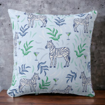 Navy Zebras Martinis Foliage Decoración Preppy Azu