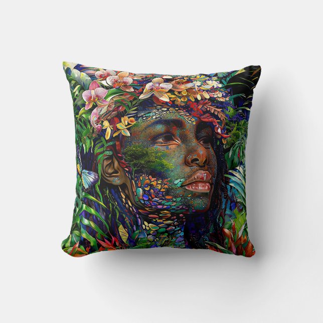 Cojín Decorativo "Nayari" - Espejo De La Selva - Mujeres En La Amaz (Anverso)