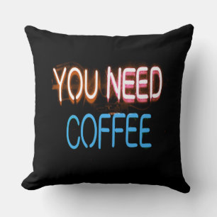 Cojín Decorativo Necesitas café, Caffine Neon Rótulo