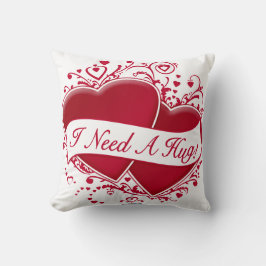 Cojín Decorativo ¡Necesito Un Abrazo! Corazones rojos