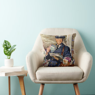 Cojín Decorativo Negocio Antiguo, Cartero Entregando Correspondenci