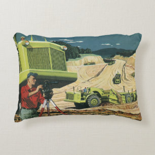 Cojín Decorativo Negocio Antiguo, Obra con Topógrafo