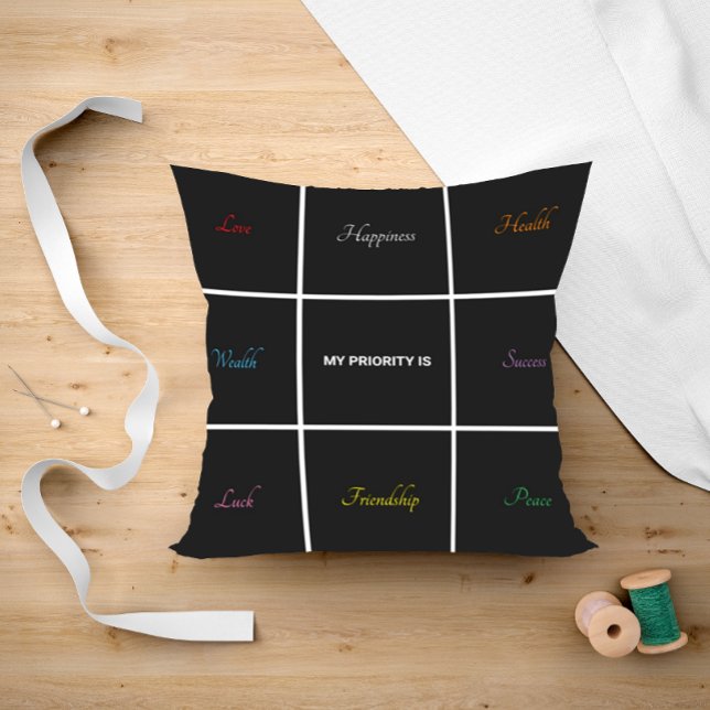 Cojín Decorativo Negra Moderna Mi Prioridad Es (Subido por el creador)