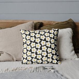 Cojín Decorativo Negra y Blanca Floral Bohemio Tropical Audaz