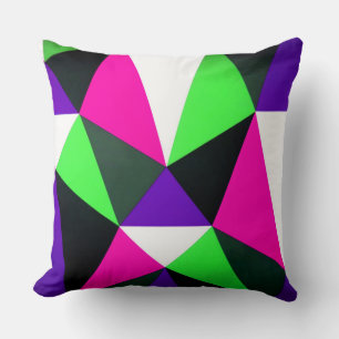 Cojín Decorativo Negrita Bloque de color Neon Green Pink Purple
