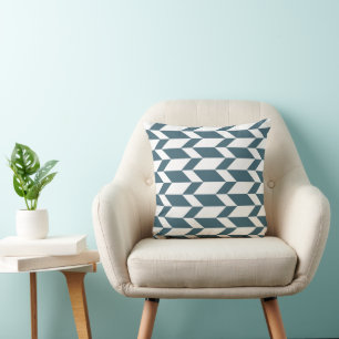 Cojín Decorativo Negrita Dos Flecha Tono Banda Chevron Azul Blanco