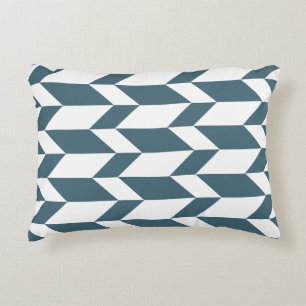 Cojín Decorativo Negrita Dos Flecha Tono Banda Chevron Azul Blanco
